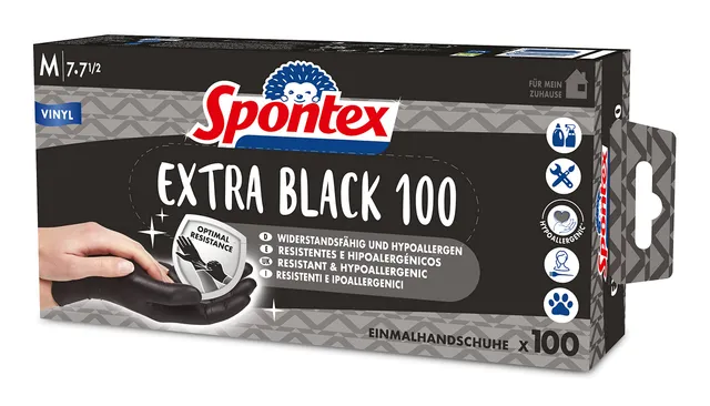 spontex-extra-black-einmalhandschuhe-vinyl-m-schwarz-100-st-ck image 1