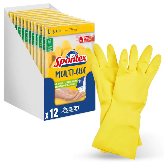 spontex-multi-use-haushaltshandschuhe-mit-fsc-naturlatex-gr-e-l-12-paar image 1