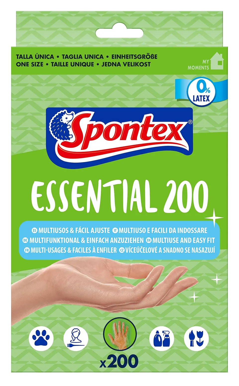 spontex-essential-einmalhandschuhe-transparent-200er-pack-one-size image 1