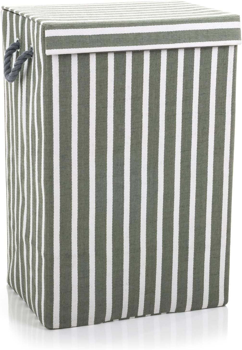 minky-w-schekorb-72l-green-stripe-40x30x60cm-faltbarer-w-schesammler-mit-deckel image 1