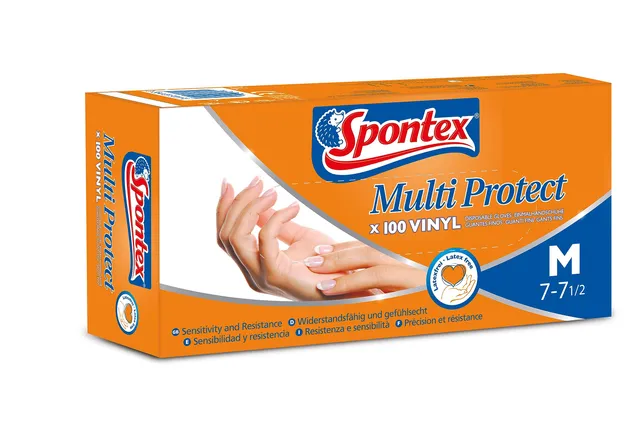 spontex-multi-protect-einmalhandschuhe-vinyl-latexfrei-100-st-ck-spenderbox image 1