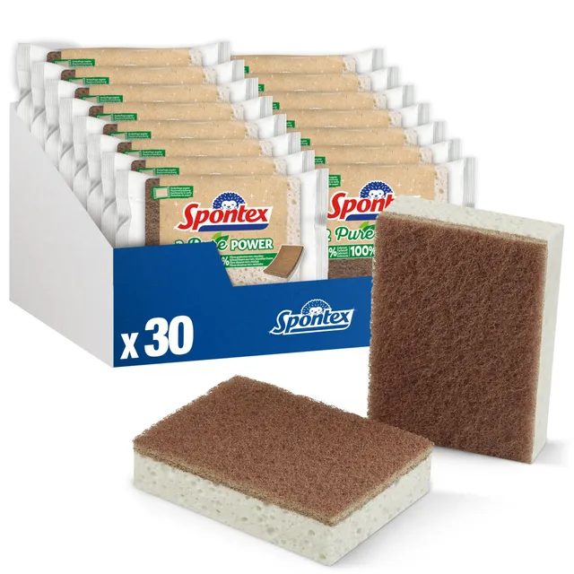 spontex-pure-power-reinigungsschwamm-mit-recycling-scheuervlies-30-st-ck-15-x-2- image 1