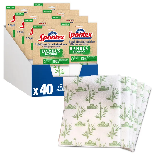 spontex-bambus-sp-l-und-haushaltst-cher-40-st-ck-35-x-30-cm image 1