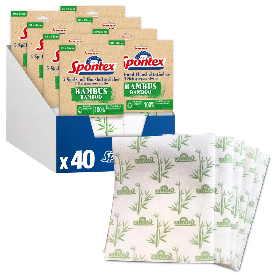 spontex-bambus-sp-l-und-haushaltst-cher-40-st-ck-35-x-30-cm image 1