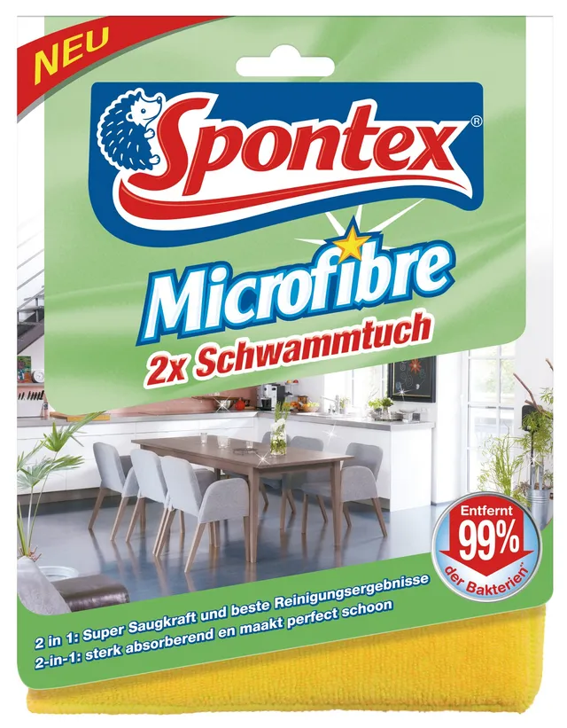 spontex-microfibre-schwammtuch-2er-mikrofaser-reinigungstuch-mit-schwammkern image 1