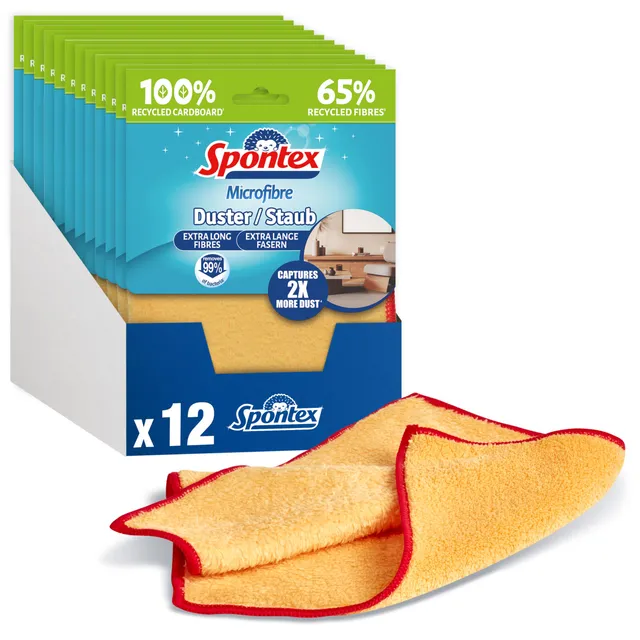 spontex-microfibre-staubtuch-gelb-12-st-ck-recyclingfasern image 1