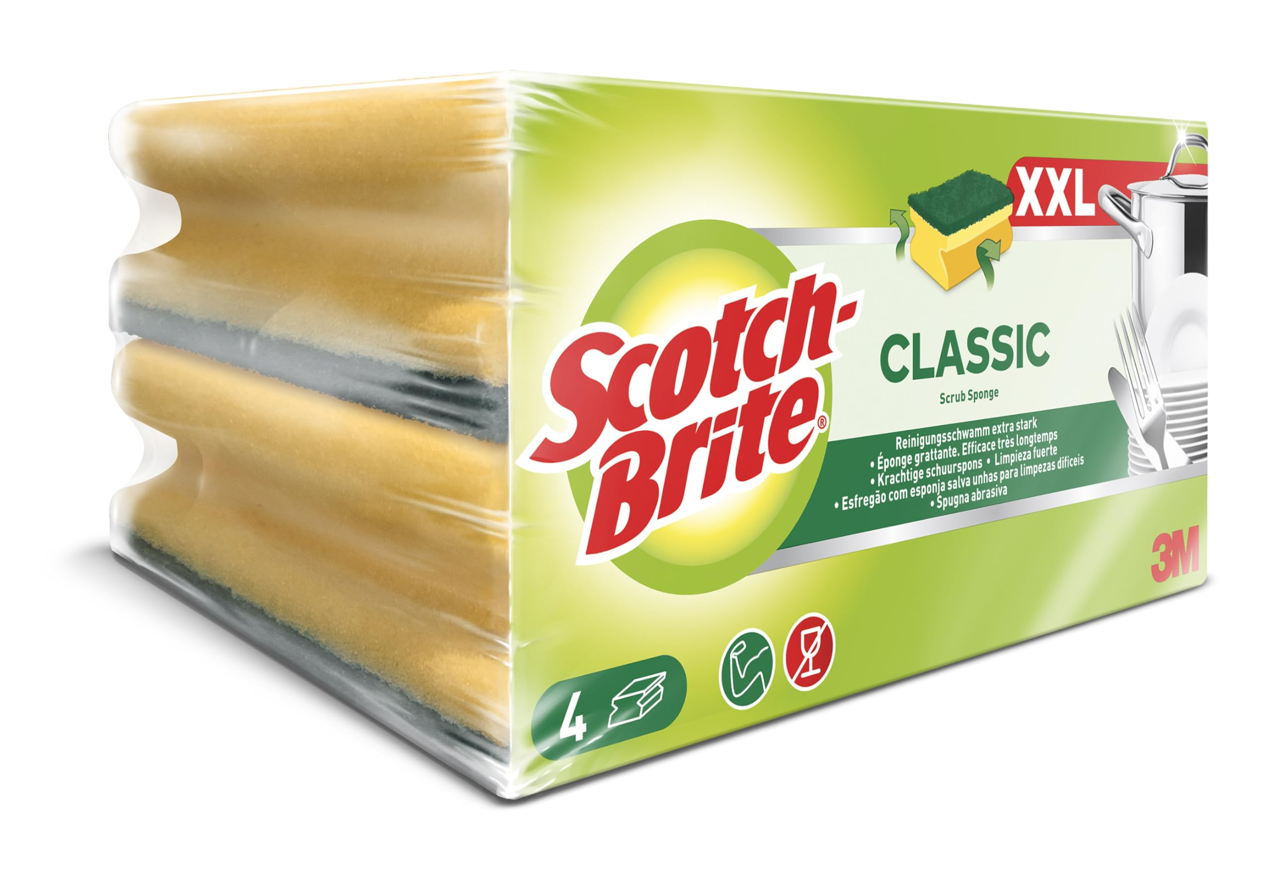 scotch-brite-classic-xxl-reinigungsschwamm-gelb-gr-n-4er-pack image 3
