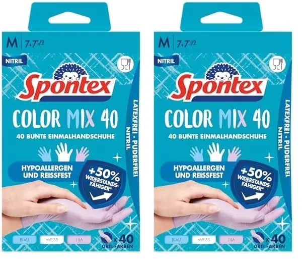 spontex-color-mix-einmalhandschuhe-nitril-gr-e-m-2x-40-st-ck image 1