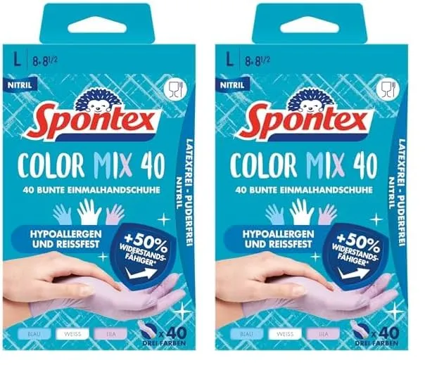 spontex-color-mix-einmalhandschuhe-nitril-gr-e-l-2x-40-st-ck image 1
