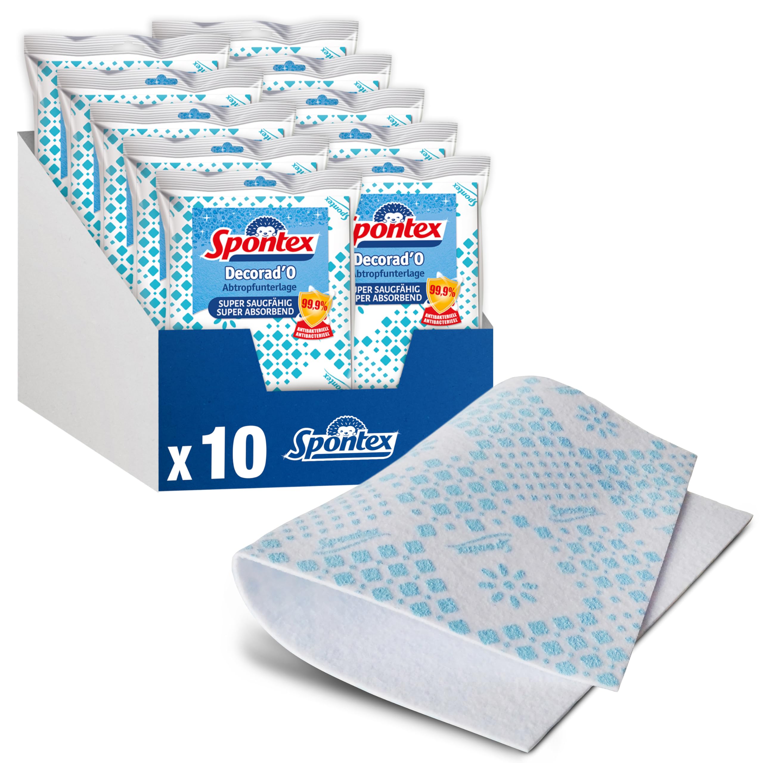 spontex-abtropfunterlage-decorado-30-x-45-cm-wei-blau-saugstarke-geschirrunterla image 1