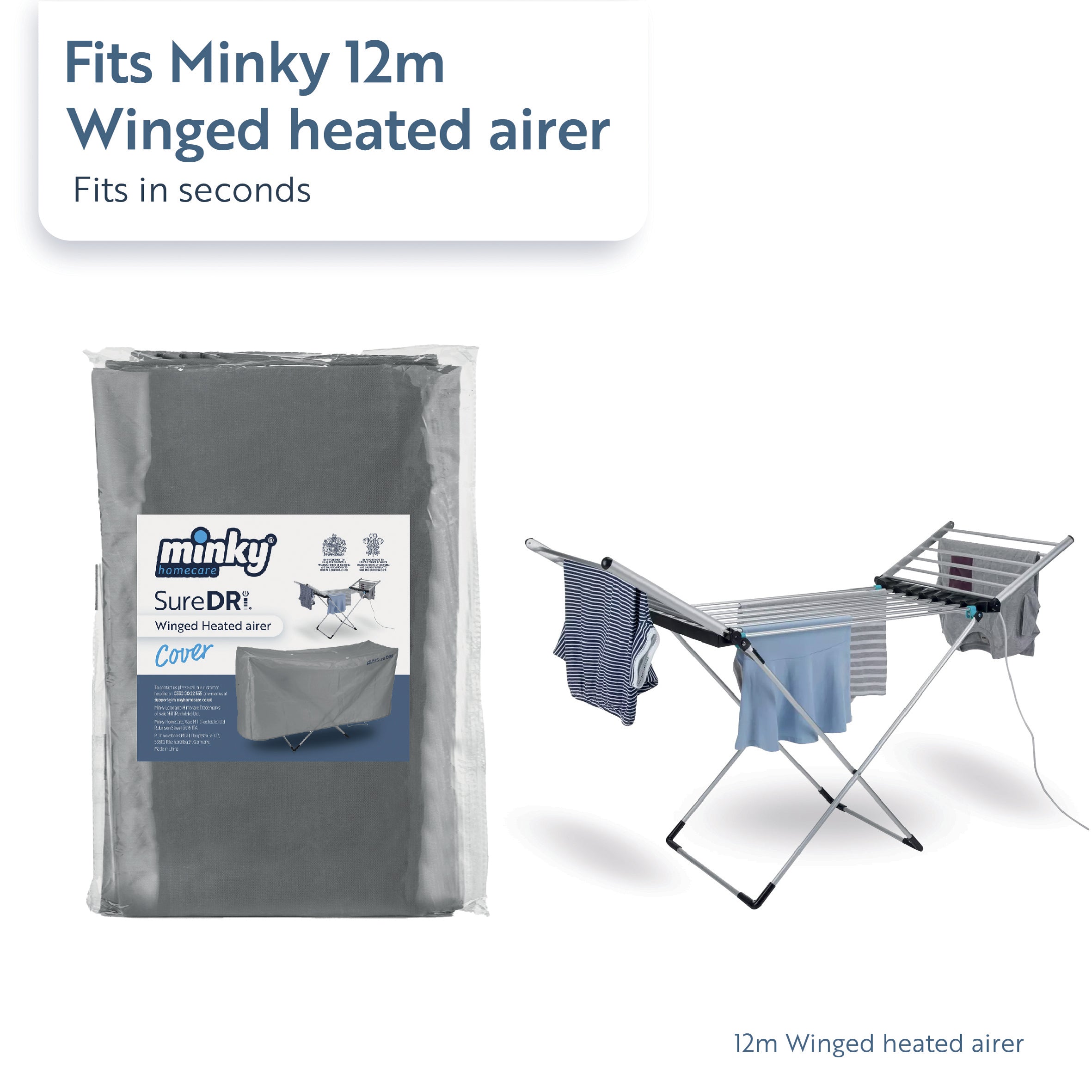 minky-suredri-12m-heated-airer-cover-universal-abdeckung-148-x-74-x-53-cm image 3