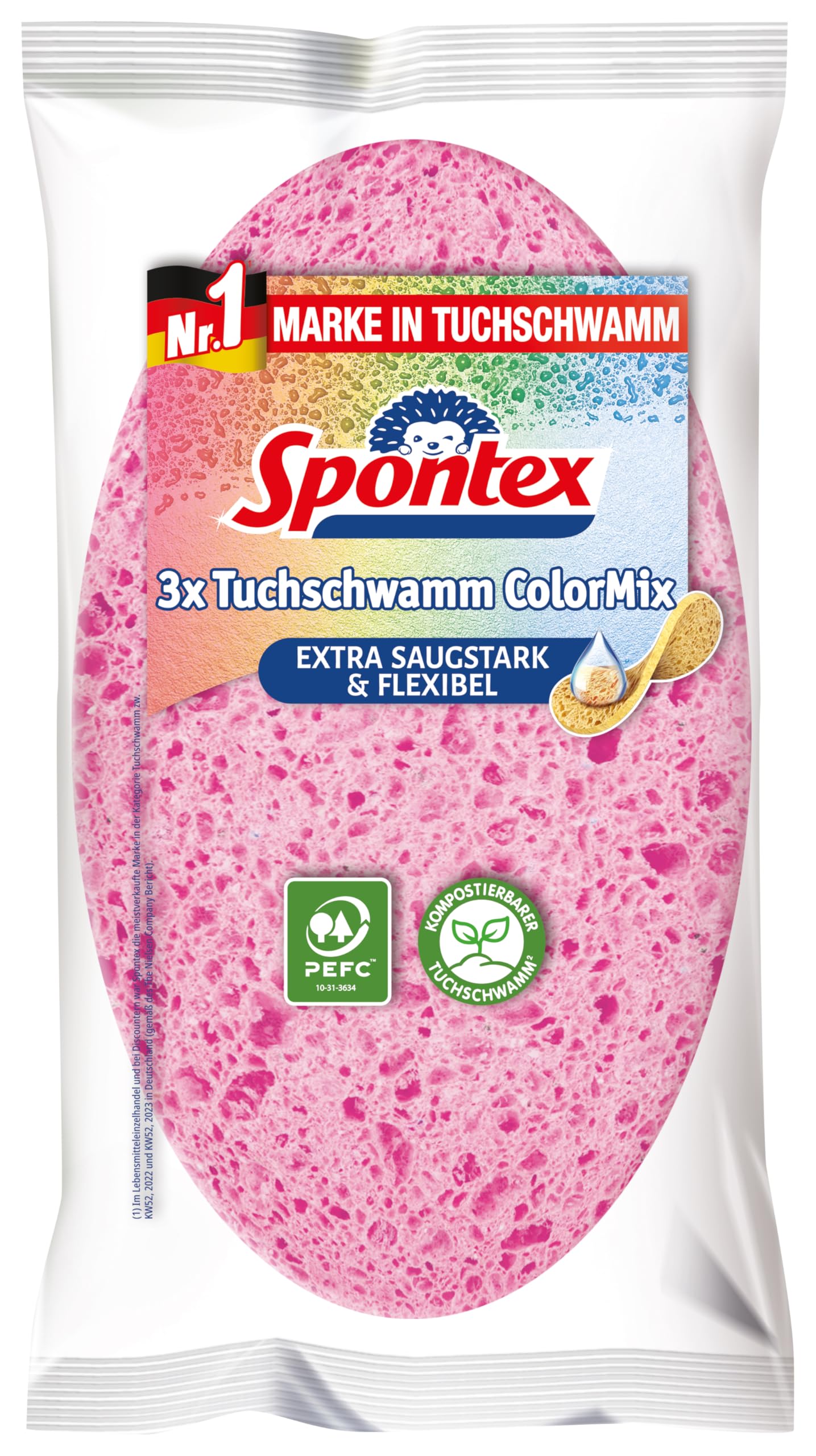 spontex-tuchschwamm-colormix-tuchschwamm-3-st-ck-in-pink-gr-n-gelb image 1