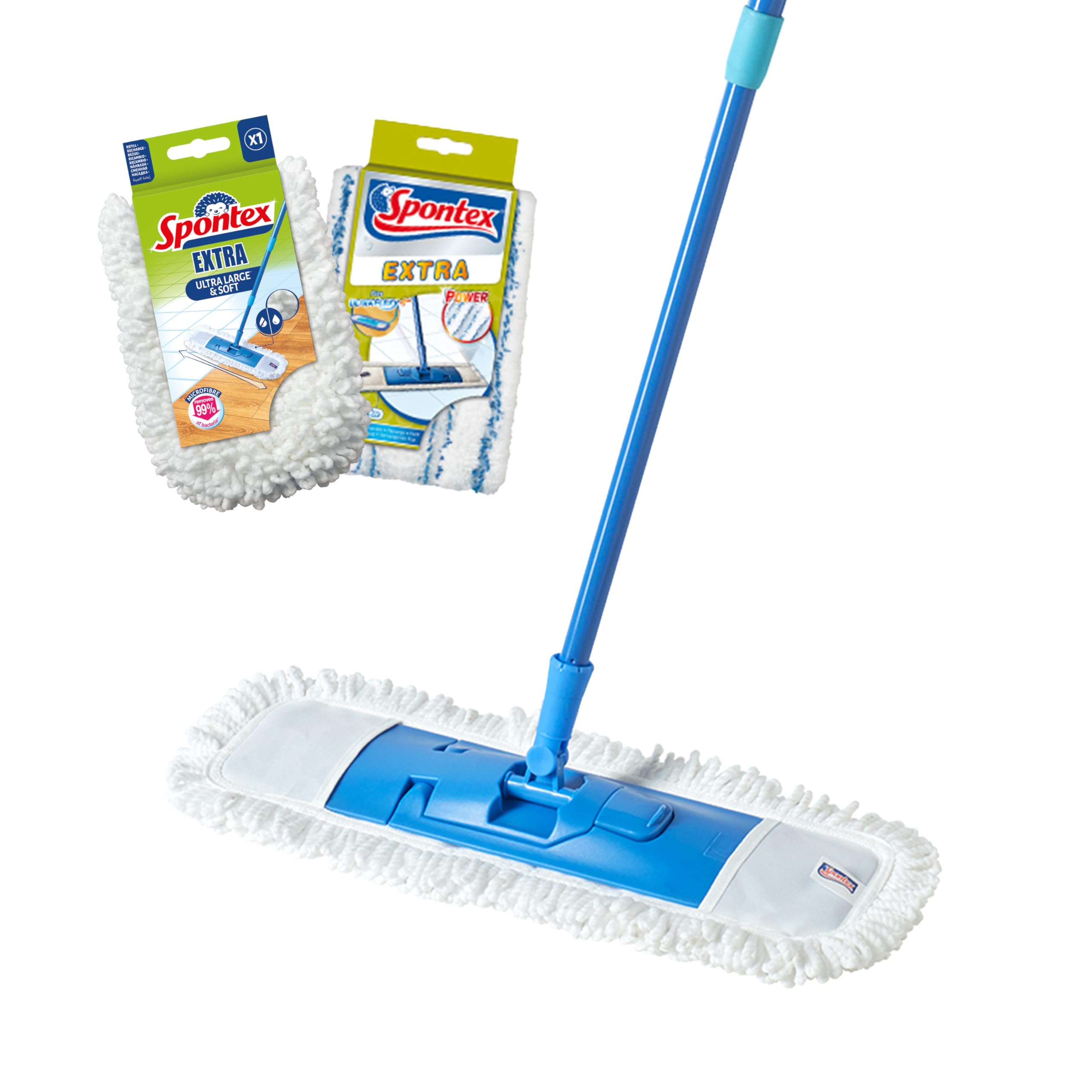 spontex-extra-bodenwischer-mit-mikrofaserbezug-80-140-cm-inkl-2-ersatzbez-ge image 1