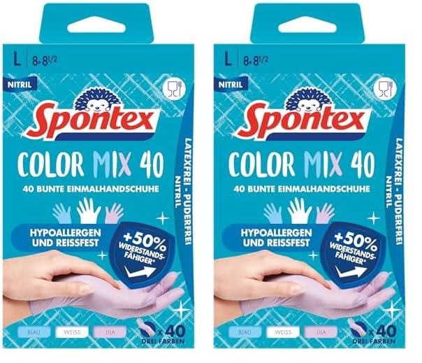 spontex-color-mix-einmalhandschuhe-nitril-gr-e-l-2x-40-st-ck image 1