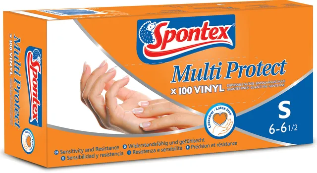 spontex-multi-protect-einmalhandschuhe-vinyl-gr-e-s-latexfrei-100er-pack-spender image 1