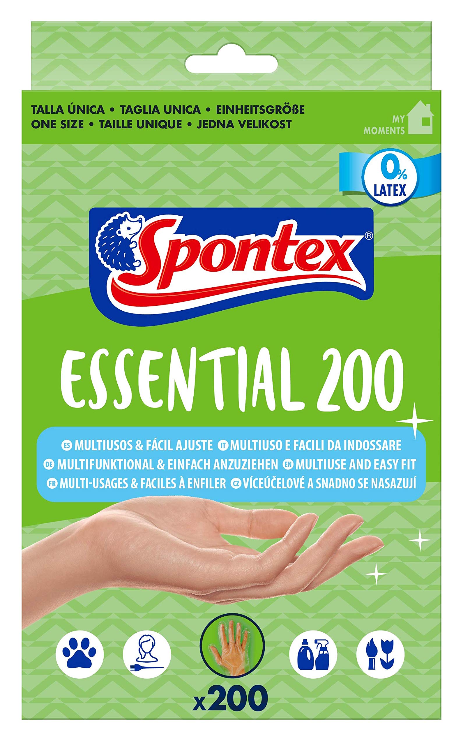 spontex-essential-einmalhandschuhe-transparent-200er-pack-one-size image 1