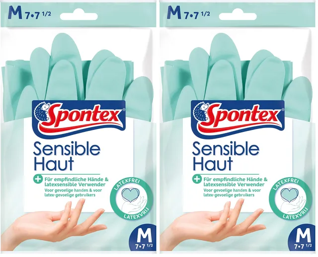 spontex-sensible-haut-latexfreie-haushaltshandschuhe-gr-e-m-2er-pack image 1