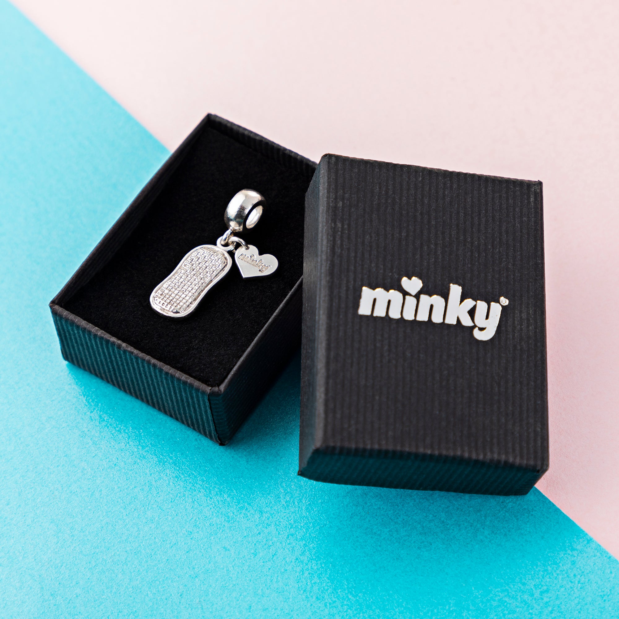 minky-silver-charm-dangle-bead-anh-nger-m-cloth-mit-herz image 2