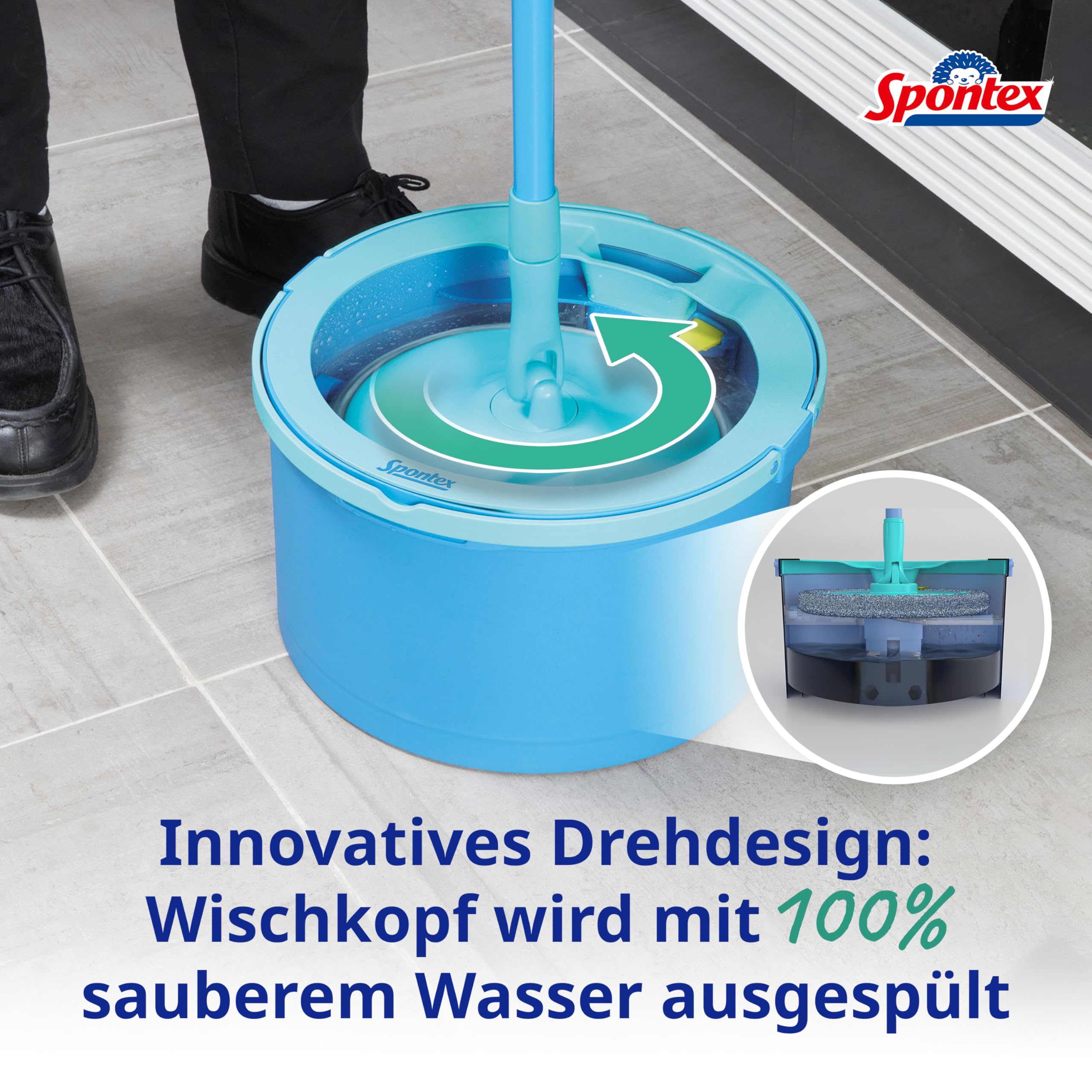 spontex-aqua-revolution-system-x-tra-bodenwischer-und-eimerset-mit-2-mikrofaserb image 2