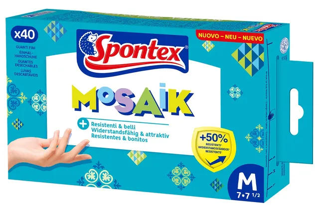 spontex-mosaik-einmalhandschuhe-nitril-blau-gr-e-m-40er-pack image 1