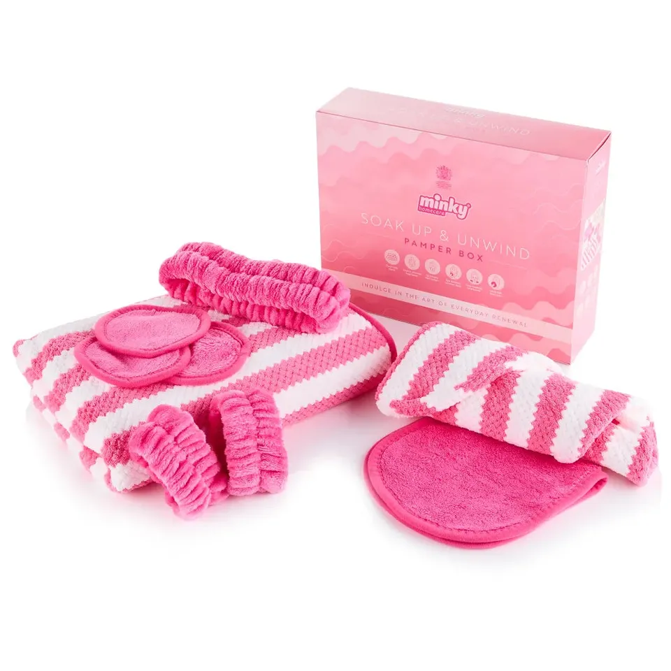 minky-soak-up-unwind-pamper-box-pflegeset-mit-badetuch-haarturban image 1
