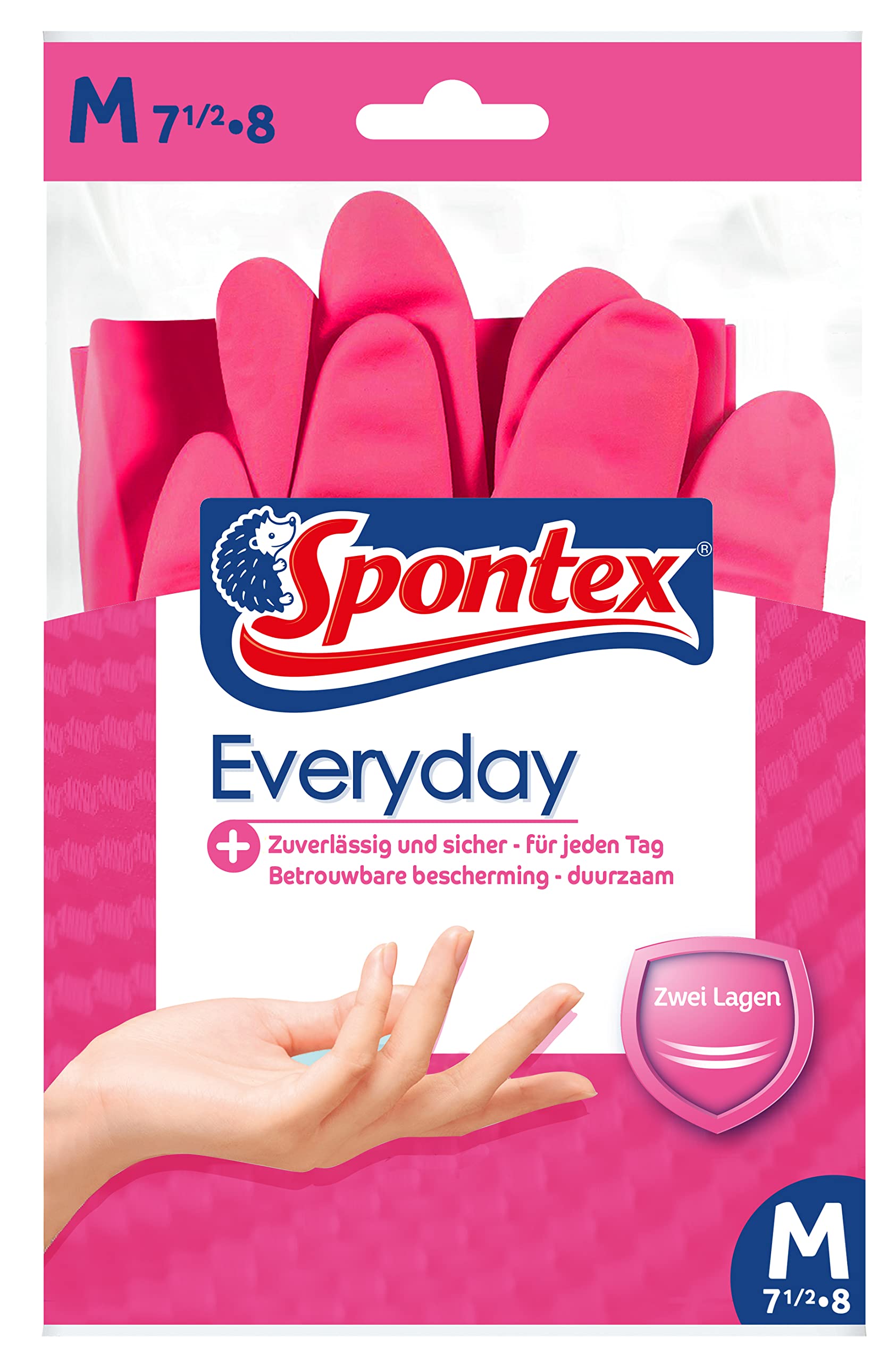 spontex-everyday-haushaltshandschuhe-baumwollbeflockung-gr-e-m-rosa image 1