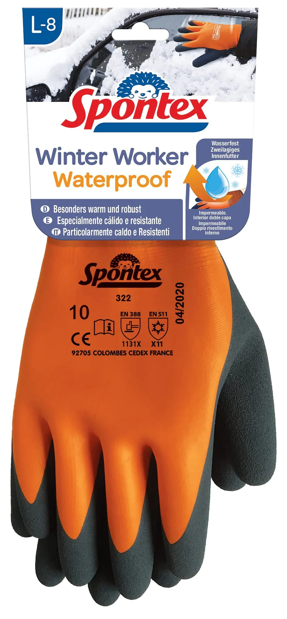 spontex-winter-worker-waterproof-arbeitshandschuhe-gr-e-l-orange-schwarz-1-paar image 1