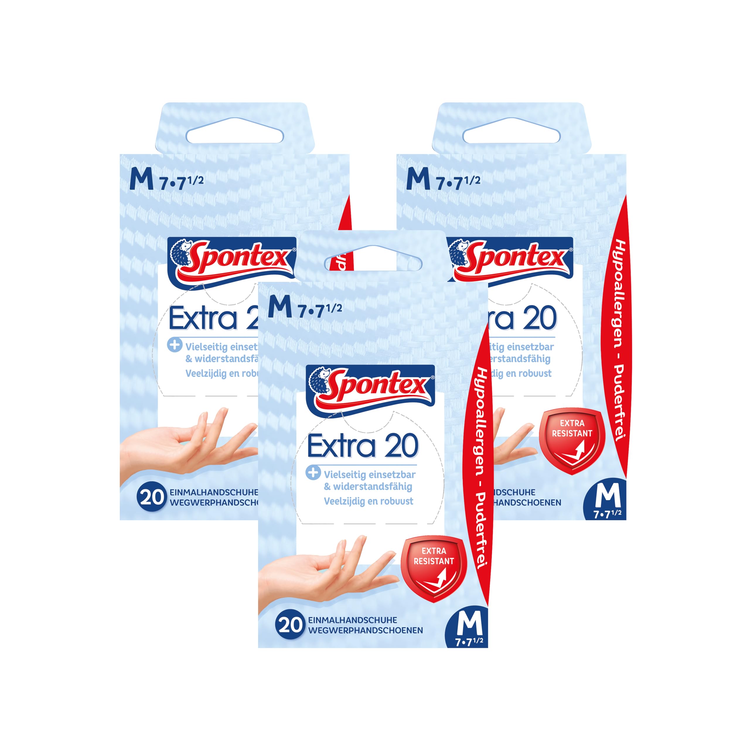 spontex-extra-einmalhandschuhe-vinyl-puderfrei-gr-e-m-3-x-20-st-ck image 1