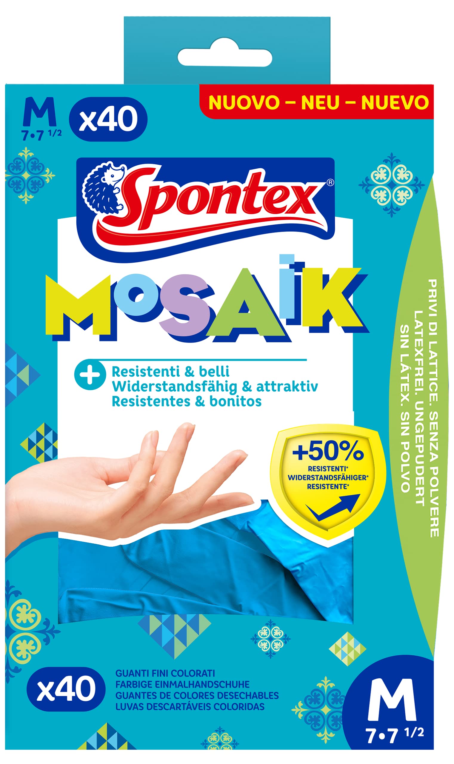 spontex-mosaik-einmalhandschuhe-nitril-blau-gr-e-m-40er-pack image 2