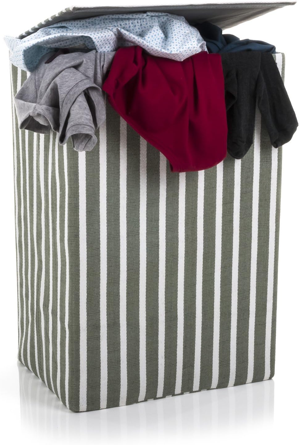 minky-w-schekorb-72l-green-stripe-40x30x60cm-faltbarer-w-schesammler-mit-deckel image 2