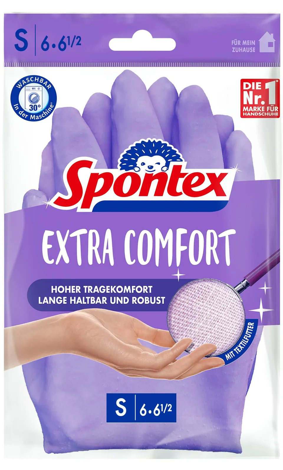 spontex-extra-comfort-haushaltshandschuhe-lila-mit-baumwollfutter-gr-e-s image 1