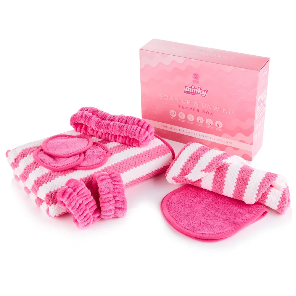 minky-soak-up-unwind-pamper-box-pflegeset-mit-badetuch-haarturban image 1